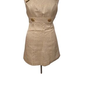 Bebe Gold Button-Detail Mini Dress